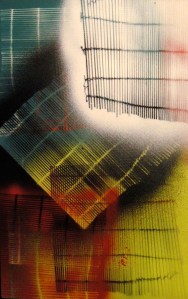 FENCES, 67x46 cm, spray på trä