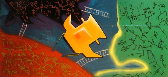 Isagels tårar, 125x57 cm, Akryl, spray och tusch på trä