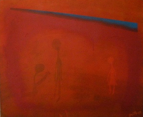 Kammarspel 2, 72x60 cm, akryl, spray och tusch på duk