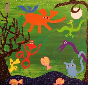 Märthas hemliga djungel, akryl och tusch på trä, privat